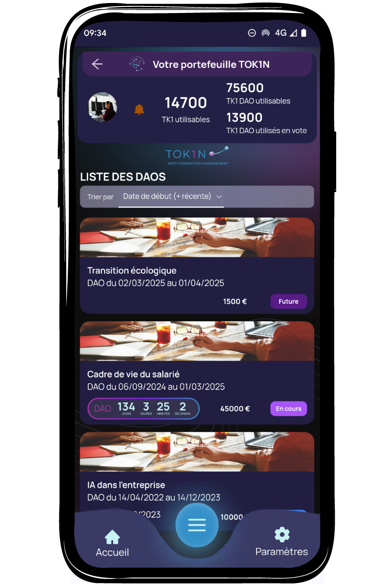 Direction impliquez vos clients et vos salariés screenshot application Tok1n