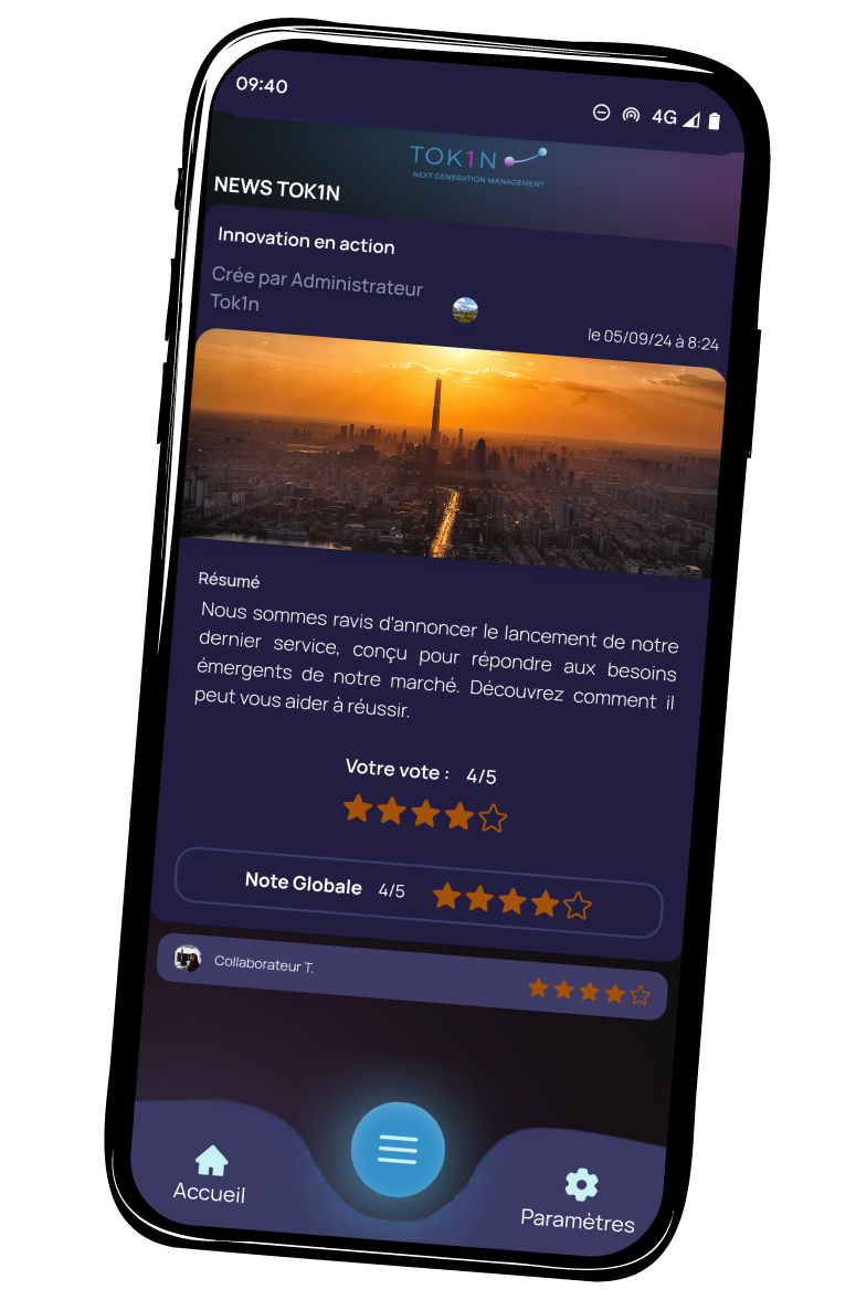 Direction impliquez vos clients et vos salariés screenshot application Tok1n