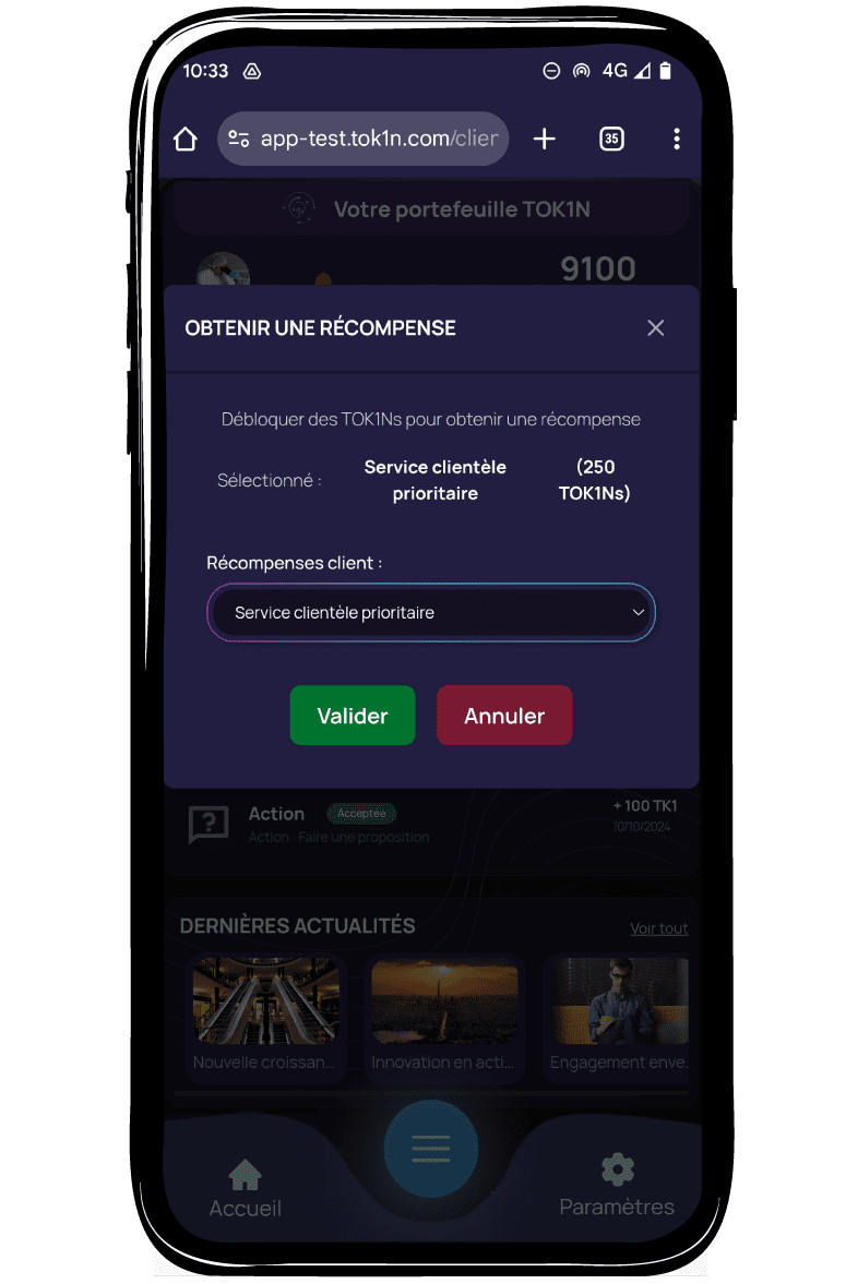 tok1n-appli-gamifiee Impliquez vos clients dans le succès de votre entreprise Scréénshot relation client Tok1n